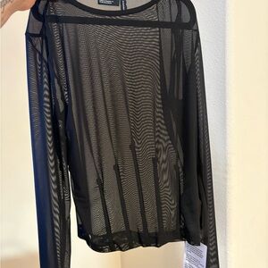 ASOS Black Mesh Long Sleeve Top